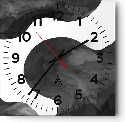 Produktbild von Wanduhr - Quadrat - Glasuhr - Abstraktion Form Figur - 40x40cm - Schleichendes Uhrwerk - Lautlos - zum Aufhängen bereit - Dekoration Modern - Wanddekoration aus Glas - C4AC40x40-5134