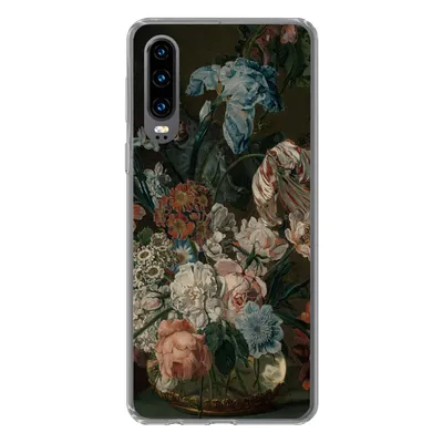 Produktbild von MuchoWow® Handyhülle Schutzhülle Hülle für Huawei P30 Stilleben mit Blumen - Gemälde von Cornelia van der Mijn Silikon Softcase Handy Hülle - Kartenbesitzer