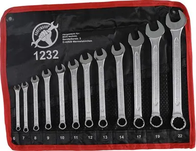 Obrázok produktu pre Očkoploché kľúče 6 ÷ 22 mm Kraftmann BGS101232. Súprava 12 dielov v rolovacej taške