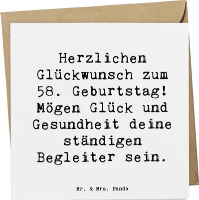 Produktbild von Mr. & Mrs. Panda Grußkarte Spruch 58. Geburtstag - Weiß - Geschenk, 58 Jahre, Glückwunschkarte, Happy Birthday, Glückwunsch, Jubiläum, Klappkarte, faltkarte, anlasskarte