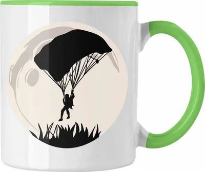 Produktbild von Trendation - Lustige Tasse für Paragliding- und Fallschirmspringer Geschenk Abenteurer (Grün)