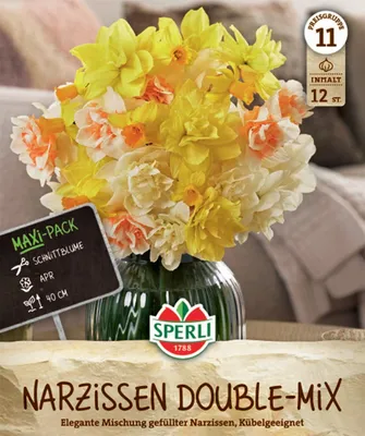 Produktbild von SPERLI Maxi Narzissen Gefüllte Farbmischung Narcissus pseudonarcissus 12 Zwiebeln