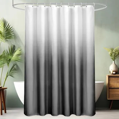 Image de Rideau de douche 180x180cm Textile Gris Imperméable Lavable Anti-moisissure
