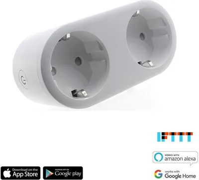 Image de IQtech SmartLife WS017 IQ00107 Adaptateur Wi-Fi à deux prises 16 A, mesure de puissance