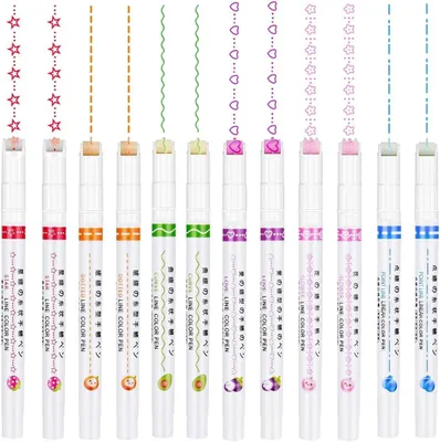 Imagen del producto de Marcadores de colores, 12 unidades, de punta fina y ancha, para resaltar texto