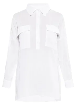 Image de Chemisier pour femmes AODA - blanc, taille XXL