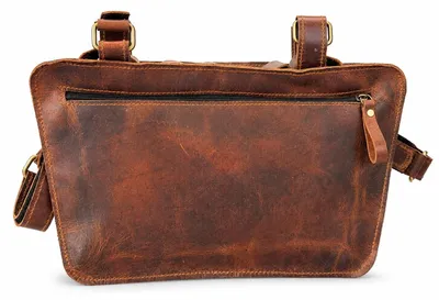 Produktbild von Handgefertigte Fahrradtasche aus Leder – Vintage-Stil und funktional – Braun
