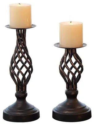 Productafbeelding van Set van 2 Bronzen Kaarshouders voor Tafeldecoratie