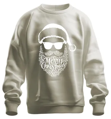 Produktbild von Merry Christmas Weihnachtsmann Bart - Weihnachten Sweatshirt Pullover, Natur, XXL