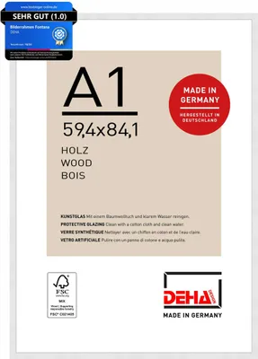 Immagine prodotto di DEHA Design cornice in legno Fontana, 59,4x84,1 cm (A1), bianco