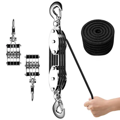 Productafbeelding van Omgoods - Complete Pulley Set met 20 m Nylon Touw en Lifting Straps