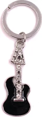 Produktbild von Onwomania Schlüsselanhänger E-Girarre Gitarre schwarz Metall Anhänger Charm