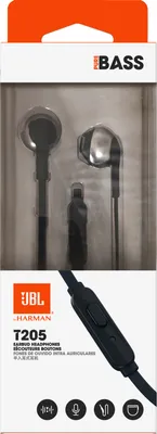 Zdjęcie produktu dla JBL Tune 205, Przewodowa, 20 - 20000 Hz, Połączenia/Muzyka/Sport/Codzienność, 14,3 g, Zestaw słuchawkowy, Czarny