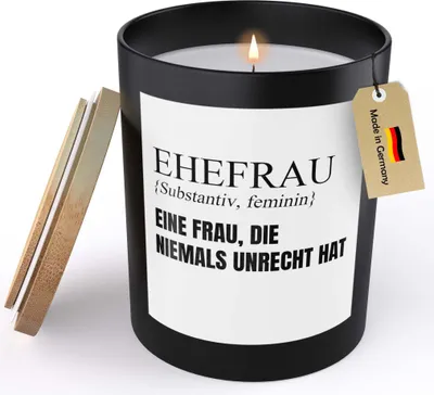 Produktbild von 22Feels Ehefrau Geschenk Hochzeitstag Spruchkerze Frauen Geburtstag Sojawachs Kerze im Glas Liebe Ehe Partnerin Handgemacht Duft Deko Vegan Nachhaltig - ZITRUS