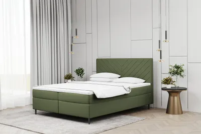 Produktbild von Boxspringbett Schlafzimmerbett BONITA 180x200cm in Stoff Matt Velvet Olive