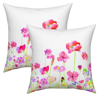 Immagine prodotto di Coperte per cuscini 40x40 cm, motivo fiori acquerello, set da 2, in poliestere