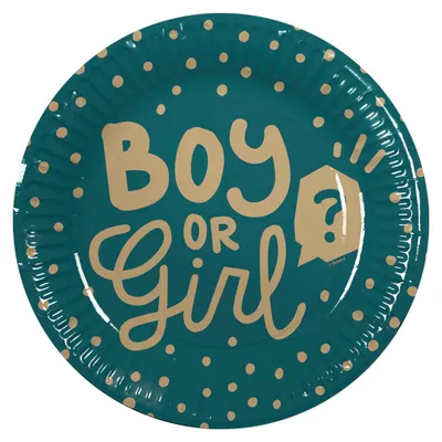 Produktbild von 10 Pappteller Boy or Girl 23 cm Türkis Gold - Einheitsgröße