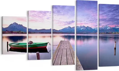Produktbild von Bild auf Leinwand - Leinwandbild - See Berge Wasser - 100x60cm - Wand Bild - Wanddeko - Wandbilder - Leinwanddruck - Bilder - Kunstdruck - Wanddekoration - Leinwand bilder - Wandkunst - EG100x60-3671