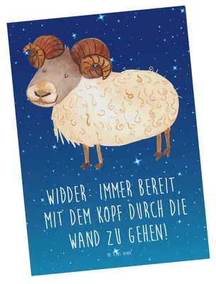 Produktbild von Mr. & Mrs. Panda Postkarte Widder Power - Sternenhimmel Blau - Geschenk, Ansichtskarten, Ansichtskarte, Entschlossenheit, Geschenke Astrologie, Tierkreiszeichen, Mut