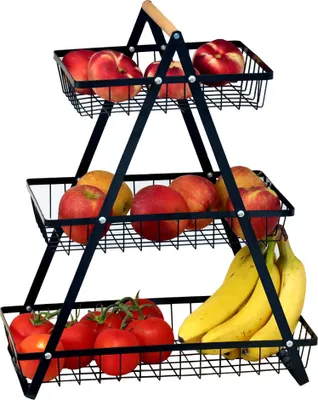 Produktbild von DECCARO Obstkorb Etagere, 3-stöckig, schwarz, groß