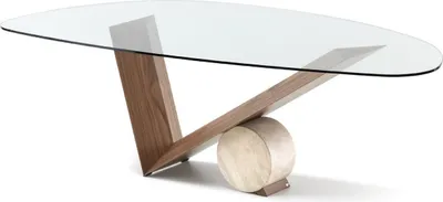 Produktbild von Casa Padrino Luxus Esstisch mit Glasplatte Braun / Creme 220 cm -  Italy