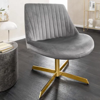 Produktbild von riess-ambiente Drehbarer Sessel LOUNGER grau gold Samt Modern Design