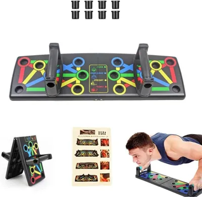 Produktbild von Liegestütz-Trainingsgerät – Klimmzugstange – Krafttraining für den Oberkörper – Flexboard 14-in-1 – 63 x 18,5 cm – Mehrfarbig