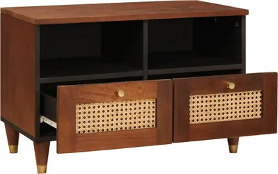 Zdjęcie produktu dla vidaXL Szafka pod TV z półką brązowa 70 x 33,5 x 46 cm lite drewno mango