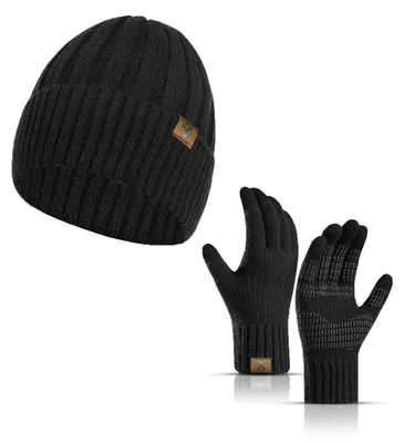 Produktbild von Set aus Beanie und Touchscreen-Handschuhen für den Winter