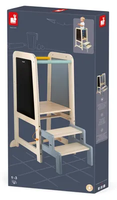 Produktbild von Janod Holz-Lernturm Tafel - höhenverstellbarer Tritthocker für Kinder