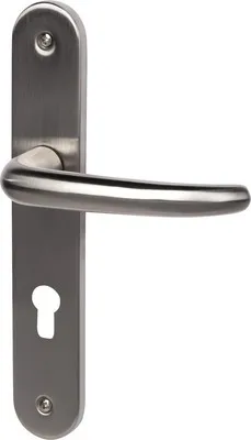 Produktbild von Langschildgarnitur Barcelona edelstahl/satiniert PZ mit 2x Drücker für Wohnungseingangstür links/rechts