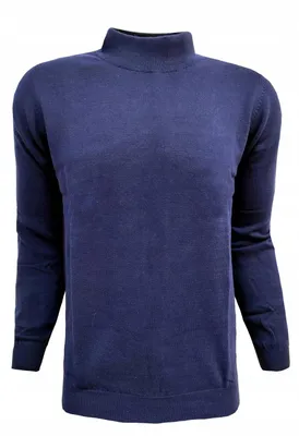 Produktbild von Rollkragenpullover Herren Feinstrick Warme Basic Turtleneck Langarmshirt Freizeit Slim fit Sweatshirt Halbkragen Pullover Farbe: Blau, Größe: L