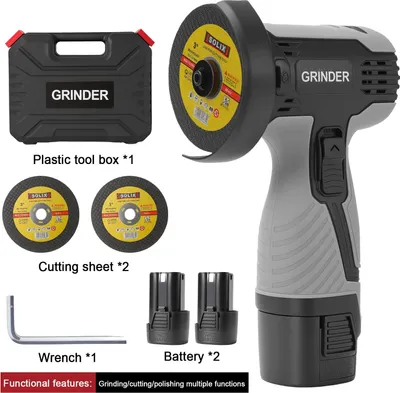 Produktbild von Akku Winkelschleifer 16,8V - Mini Winkelschleifer - 13000 U/min - 2 Akkus - Tragbar - Zum Metall schneiden und polieren