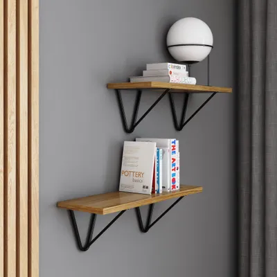 Produktbild von AKKE Alteiche Hängeregal WIRE modern LOFT-style LxB: 70x20 cm