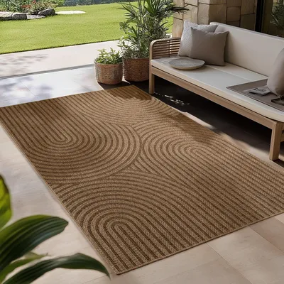 Produktbild von Carpetsale24 In- & Outdoor Teppich Wetterfest im natürlichen Jute-Look, ideal für Wohnzimmer, Küche, Terrasse & Balkon, Grösse: 120x170 cm