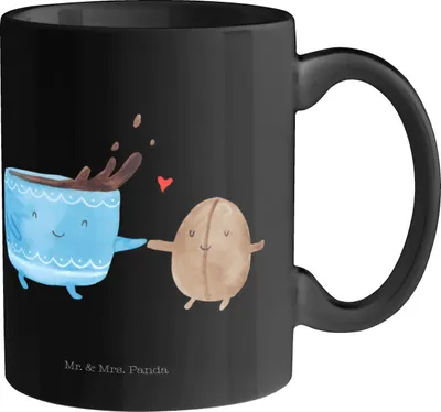 Produktbild von Mr. & Mrs. Panda Tasse Kaffee Bohne - Schwarz - Geschenk, Becher, Lustige Sprüche, Zufriedenheit, Kaffeebecher, Teetasse, Kaffeebohne, Glück, Kaffeetasse, Genuss