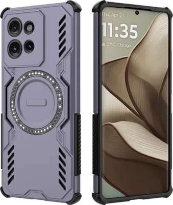 Produktbild von Magnetisch Hülle für Motorola Edge 50, Hybrid PC TPU Bumper Stoßfestes Loch Wärmeableitung Handyhülle Lila