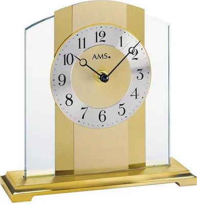 Produktbild von AMS 1119 Tischuhr Quarz golden Metall mit Messing und Glas