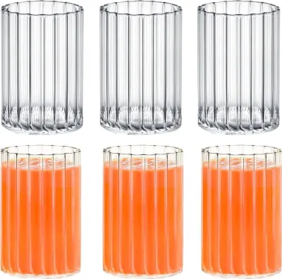 Zdjęcie produktu dla Wilmax – szklanki z żłobieniami, 200 ml, zestaw 6 sztuk WL-888623/A6