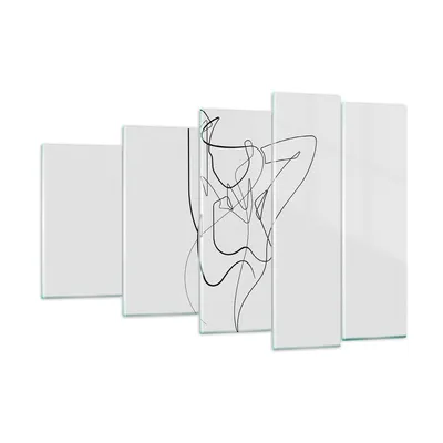 Produktbild von Bilder auf glas - 5 Teile - Frau Bleistift Linie - 150x100cm - Glasbilder - Wandbilder - Bilder - zum Aufhängen bereit - Wanddekoration aus Glas - Glas Bilder - Wandbild auf Glas - GEG150x100-4991