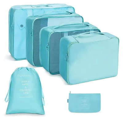 Immagine prodotto di TRANKIELO® - Set di 6 organizer per valigia – cubi da viaggio impermeabili – sacchetti per abiti da viaggio salvaspazio