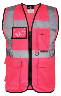 Productafbeelding van Korntex - "Executive Berlin" Hoge zichtbaarheid vest voor heren/dames, uniseks, multifunctioneel, model LT6180 (3XL) (Neonroze)