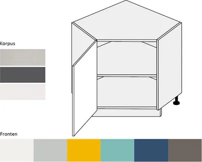 Produktbild von Unterschrank NAPOLI D12R/90 mit Topfkarussell links weiß / RAL 6027 lichtgrün Hochglanz