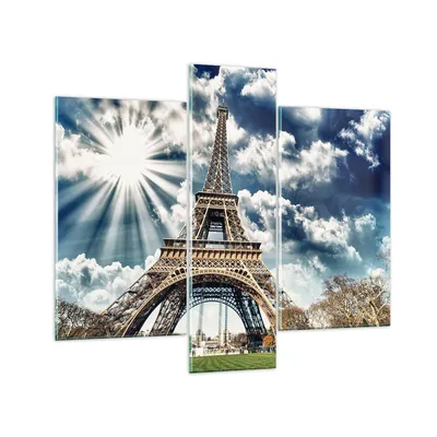 Produktbild von Bilder auf glas - Architektur gebäude stadt eiffel - 95x80cm - Glasbilder - Wandbilder - Kunstdruck - zum Aufhängen bereit - Wanddekoration aus Glas - Glas Bilder - Wandbild auf Glas - GCB95x80-2435