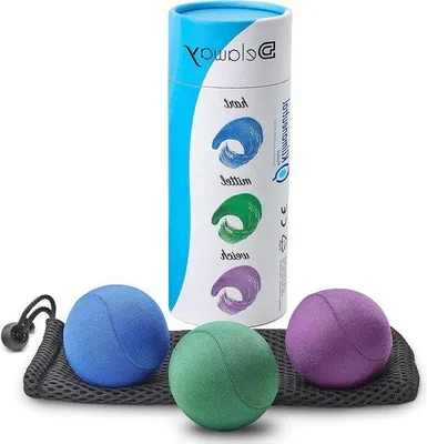 Produktbild von Famanu Anti-Stressballen Set - Handtherapie Bälle in Blau, Grün und Lila
