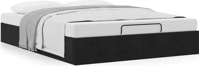 Produktbild von Ottoman-Bett ohne Matratze Schwarz 140x200 cm Samt