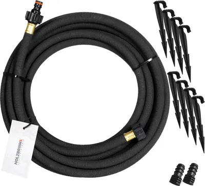 Produktbild von HOLZBRINK Perlschlauch 1/2" Tropfschlauch inkl. 8 Anker, 2 Endstopfen, Perl-Regner zur Bewässerung, Länge: 15 m, HPS-01-15