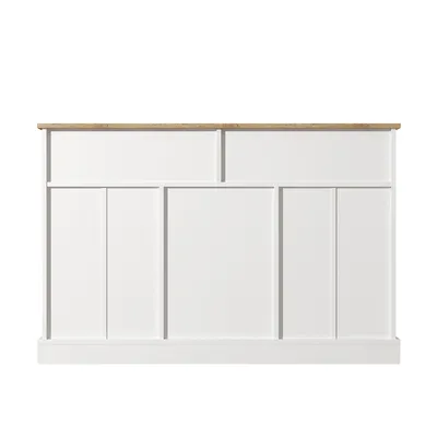 Produktbild von Merax Sideboard mit 2 Schubladen und 3 Türen, Kommode Landhaus mit Push-to-Open und gedämpften Scharnieren, Buffet, Anrichte 120x36x80,5 cm