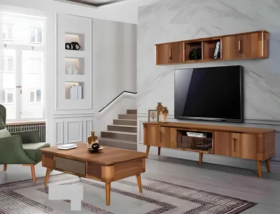 Immagine prodotto di parete tv in legno stile moderno scaffale mobile soggiorno nuovo pensile moderno nuovo