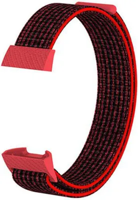 Produktbild von Nylon Ersatz Armband Für Fitbit Charge 3 / 4 Sport Watch Uhrenarmband Schwarz/Rot